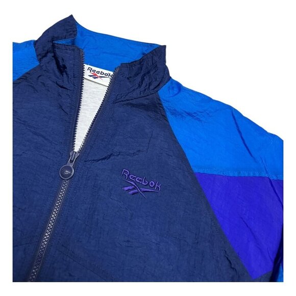 REEBOK Vintage 90s Y2K Blue Windbreaker Bomber Retro Light Jacket Womens Large - Picture 4 of 6